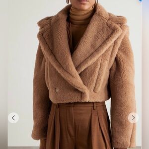 MaxMara Santos 2-in-1 Cropped Teddy Camel Jacket & Vest size 38